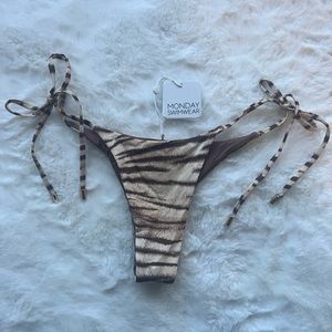 Monday Swimwear Tiger print bottoms petite string skimpy thong bathing suit